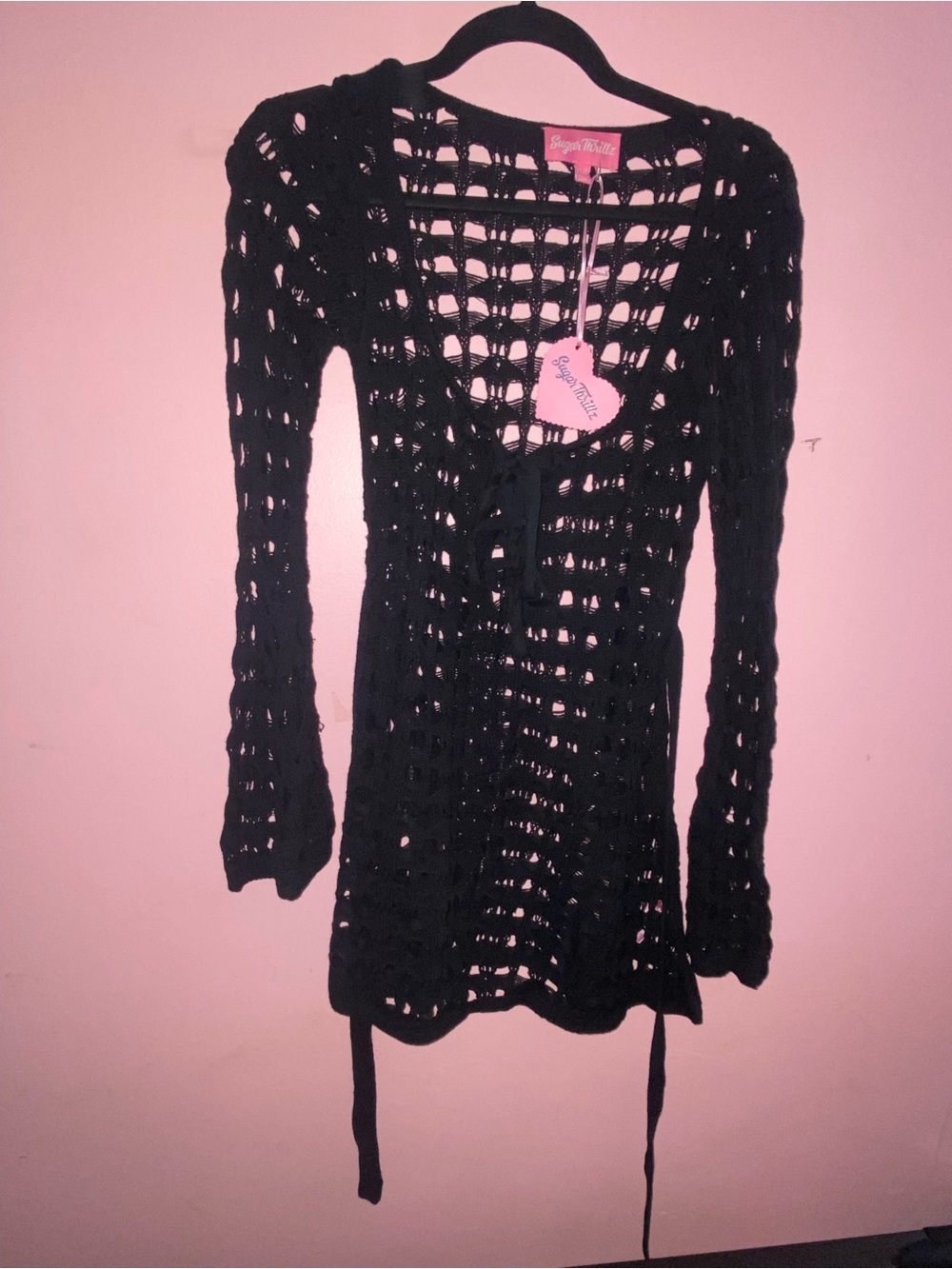 NWT Sugar Thrillz Open-Weave Dress